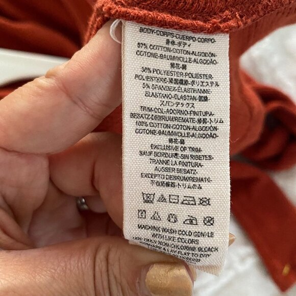 Free People Burnt Orange Long Sleeve Waffle Knit Ribbed Tunic Top Orange S - Picture 6 of 6